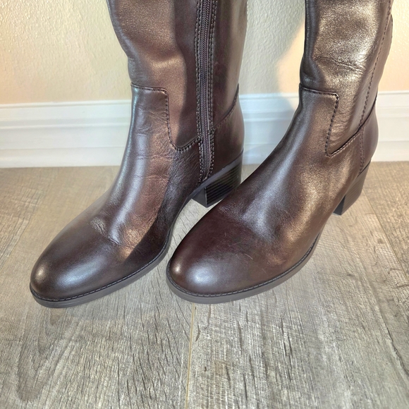 Alfani Brown Leather Knee-High Boots New - Picture 4 of 15